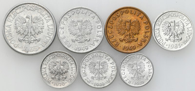 PRL. 1-50 groszy 1949-1981 RZADKIE – 7 szt