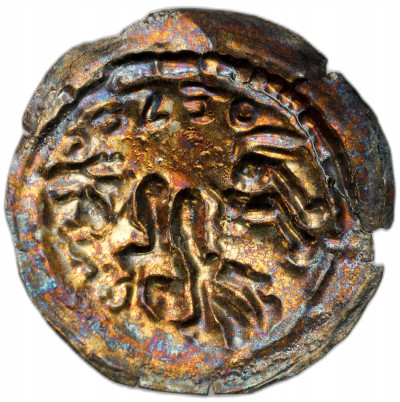 Mieszko III Stary (1138-1202). Brakteat łaciński, książę na koniu RZADKOŚĆ