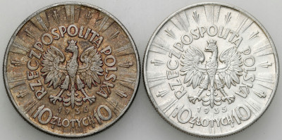 II RP. 10 złotych 1935-1936 Piłsudski, SREBRO – 2 szt