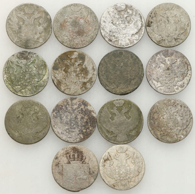 Polska XIX wiek/Rosja. 10 groszy, zestaw 14 monet