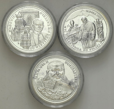 Medal. Jan Paweł II Karol Wojtyła 2005 SREBRO zestaw 3 szt.
