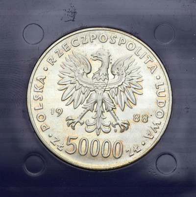 50000 złotych 1988 Józef Piłsudski - SREBRO - stempel zwykły