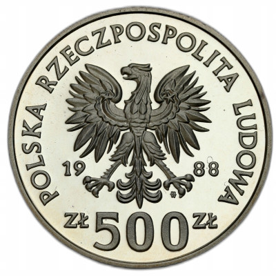 500 złotych 1988 MŚ w piłce nożnej Włochy 1990 – SREBRO