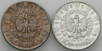 II RP. 10 złotych 1935-1936 Piłsudski, SREBRO – 2 szt