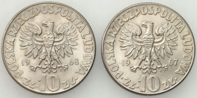 PRL. 10 złotych 1967 i 1968 Kopernik, PIĘKNE – 2 szt