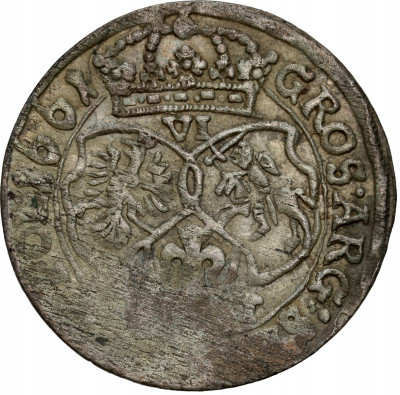 Jan II Kazimierz. Szóstak (6 groszy) 1661 TT, Bydgoszcz