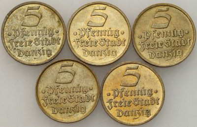 Wolne Miasto Gdańsk/Danzig. 5 fenigów 1932 – 5 szt