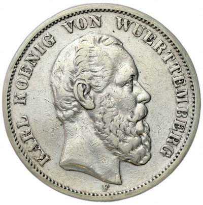 Niemcy, Wirtembergia. Karol (1864–1891) . 5 marek 1875 F, Stuttgart