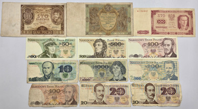 Polska. Banknoty, zestaw 12 sztuk