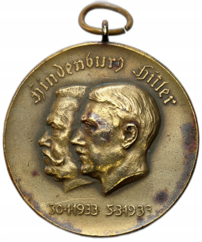 Niemcy, III Rzesza. Medal Hitler – Hindenburg 1933, brąz