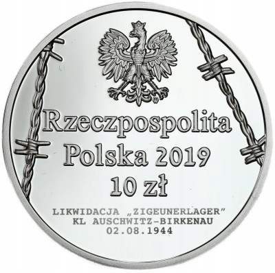 10 złotych 2019 - 75. rocznica zagłady Romów i Sinti - SREBRO