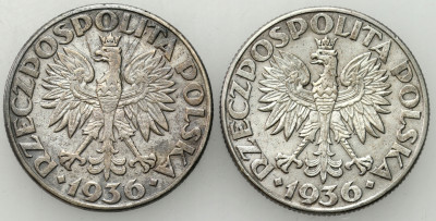 II RP. 2 złote 1936 Żaglowiec, SREBRO – 2 szt