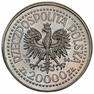 20.000 złotych 1994 Zygmunt I Stary – popiersie – PIĘKNE