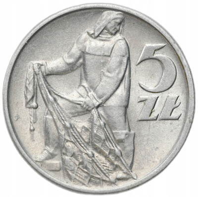 PRL. 5 złotych 1960 Rybak – PIĘKNE