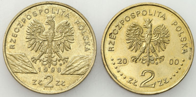 2 złote GN 1998 i 2000 Ropucha, Jan II Kazimierz, RZADSZE – 2 szt