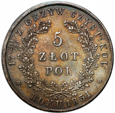 Powstanie Listopadowe. 5 złotych 1831 KG, Warszawa – ŁADNE