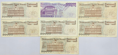 PRL. 50.000 - 100.000 złotych 1993 – RZADKIE SERIE – 7 szt