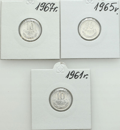 PRL. 10 groszy 1961-1967 – 3 szt
