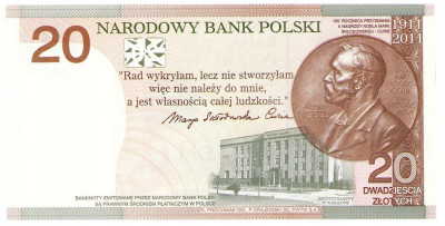 20 złotych 2011 Maria Skłodowska-Curie – WYŚMIENITE