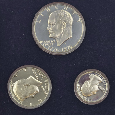 USA. Zestaw rocznikowy 1976, SREBRO – 3 szt