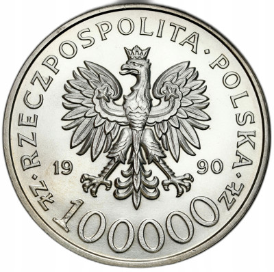 100.000 złotych 1990 Solidarność typ A – SREBRO