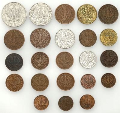 II RP. 1 grosz do 1 złoty 1923-1934, zestaw 23 monet