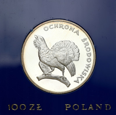 PRL - 100 złotych 1980 Głuszec Ochrona Środowiska - SREBRO