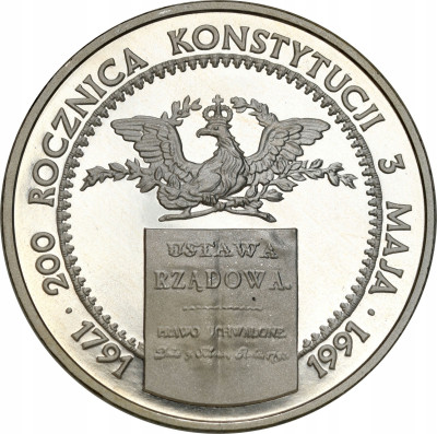 200.000 zł 1991 Konstytucja 3 Maja – PONAD UNCJA SREBRA