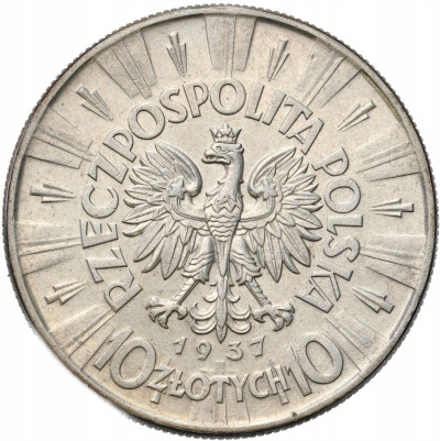 II RP. 10 złotych 1937 Piłsudski – SREBRO