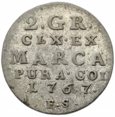 Stanisław August Poniatowski. 2 grosze (półzłotek) 1767 FS, Warszawa