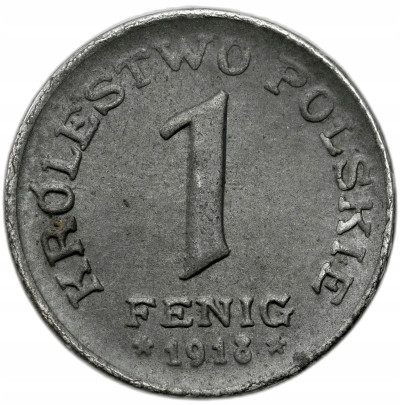 Królestwo Polskie. 1 fenig 1918 F - ŁADNY
