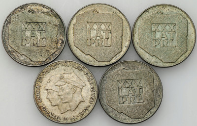 PRL. 200 złotych 1974-1975, Mapka, Faszyzm, SREBRO – 5 szt