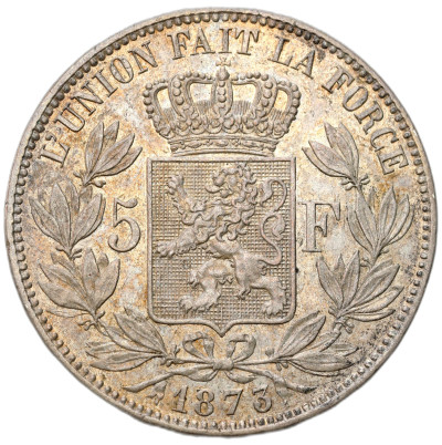 Belgia. Leopold II. 5 franków 1873, Bruksela