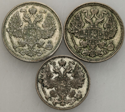 Rosja. 15-20 kopiejek 1909-1914, SREBRO – 3 szt