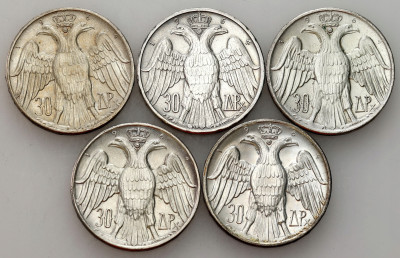 Grecja. 30 drachm 1964 Królewski Ślub, SREBRO – 5 szt