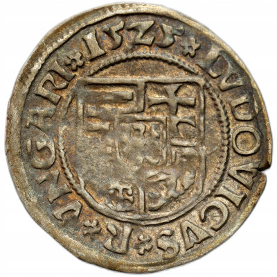 Węgry. Ludwik II Jagiellończyk (1516–1526). Denar 1525 K-B, Kremnica
