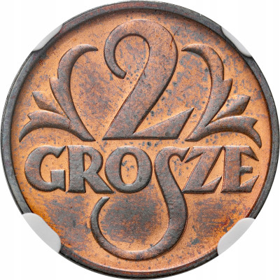 II RP. 2 grosze 1937 NGC MS64 RB - PIĘKNE
