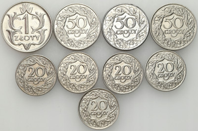 II RP, Generalna Gubernia. Od 20 groszy do 1 złotego 1923-1938 – 9 szt