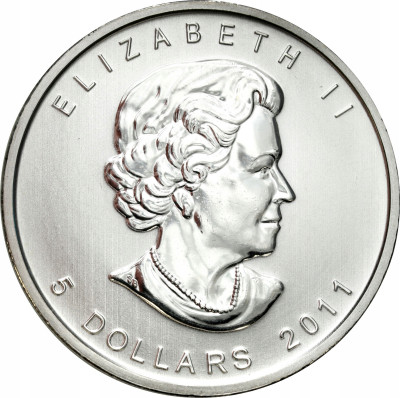 Kanada. 5 dolarów 2011, Liść klonu – UNCJA SREBRA