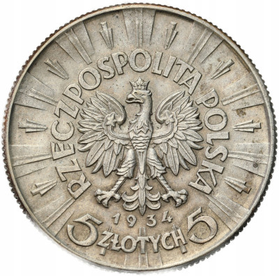 II RP. 5 złotych 1934 Piłsudski – RZADSZY ROCZNIK
