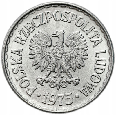 PRL. 1 złoty 1975 (bez znaku) – FENOMENALNE