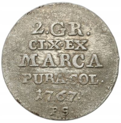 Stanisław August Poniatowski. 2 grosze (półzłotek) 1767 FS, Warszawa