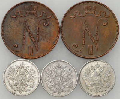 Rosja/Finlandia. 5-25 penia 1915-1916, zestaw 5 sztuk