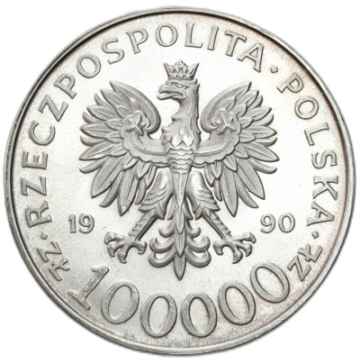 100.000 złotych 1990 Solidarność typ A – SREBRO