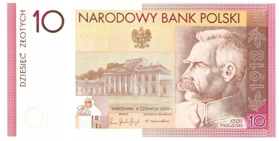 10 złotych 2008 Józef Piłsudski, seria ON – PIĘKNE