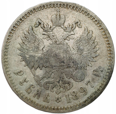 Rosja. Mikołaj II. Rubel 1897 (**), Bruksela – SREBRO