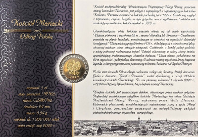 Seria Odkryj Polskę - 5 złotych okolicznościowe - Kościół Mariacki