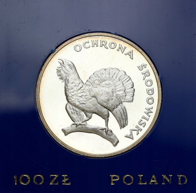 PRL - 100 złotych 1980 Głuszec Ochrona Środowiska - SREBRO