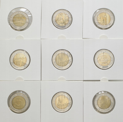 Seria Odkryj Polskę - 5 złotych okolicznościowe - zestaw 9 sztuk