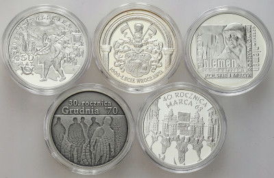 III RP 10 złotych 2000 - 2009 - zestaw 5 sztuk – SREBRO